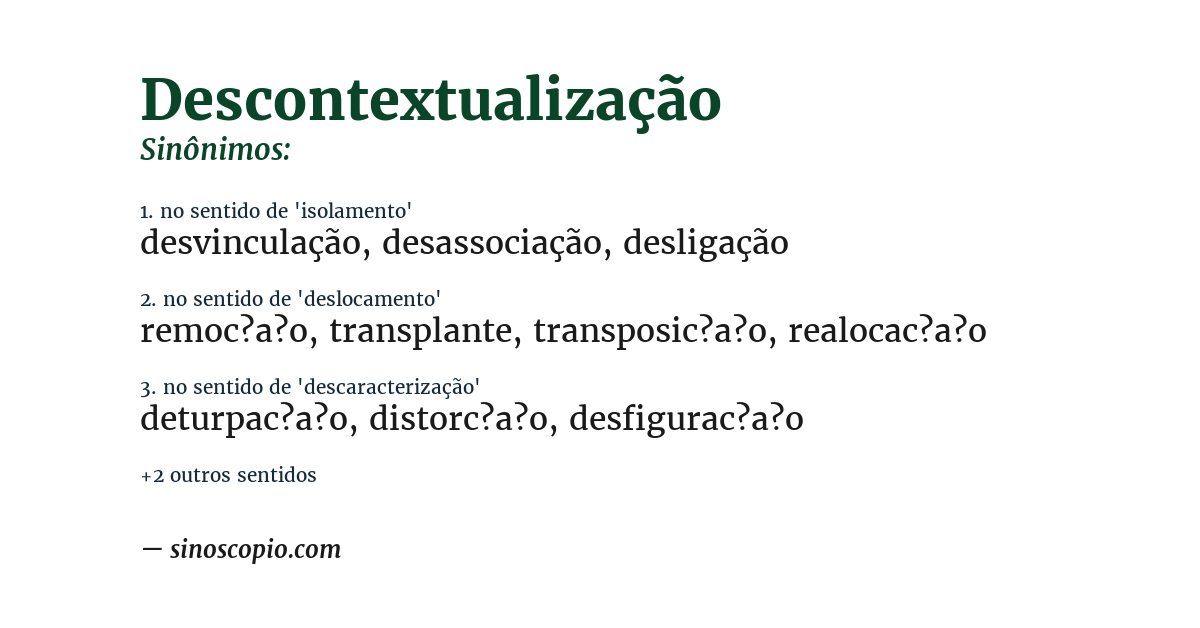 Sinônimo de descontextualização