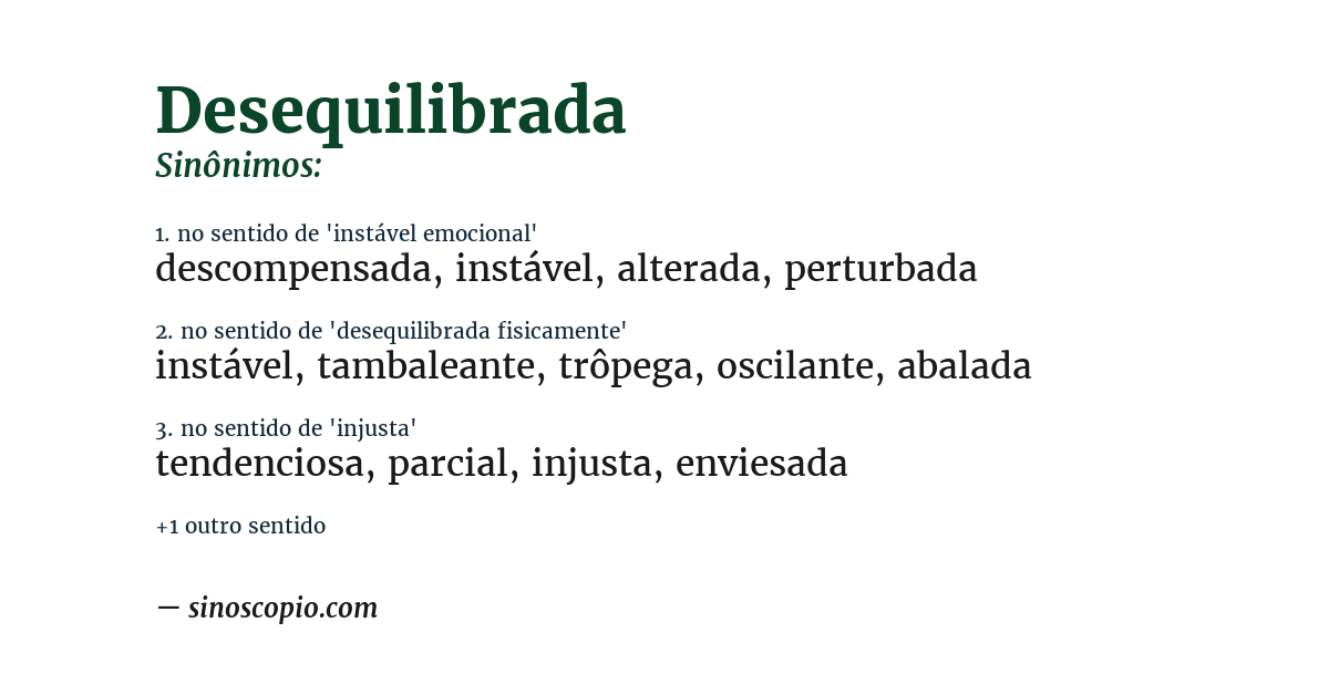 Sinônimo de desequilibrada