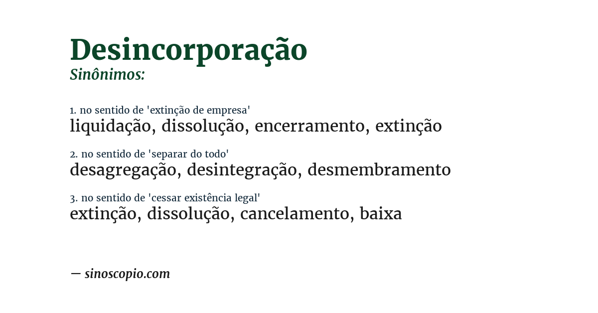 Sinônimo de desincorporação