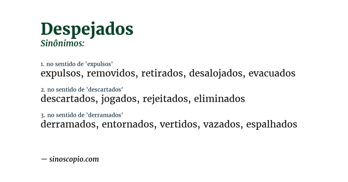 Sinônimo de despejados