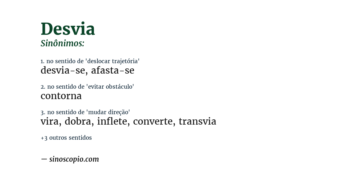 Sinônimo de desvia