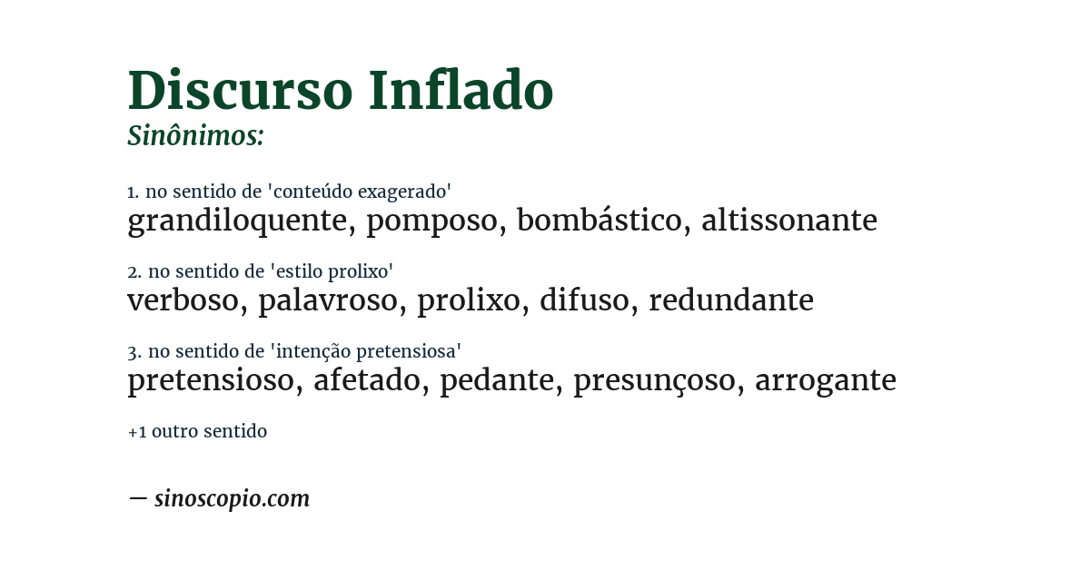 Sinônimo de discurso inflado