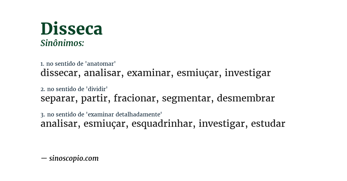 Sinônimo de disseca