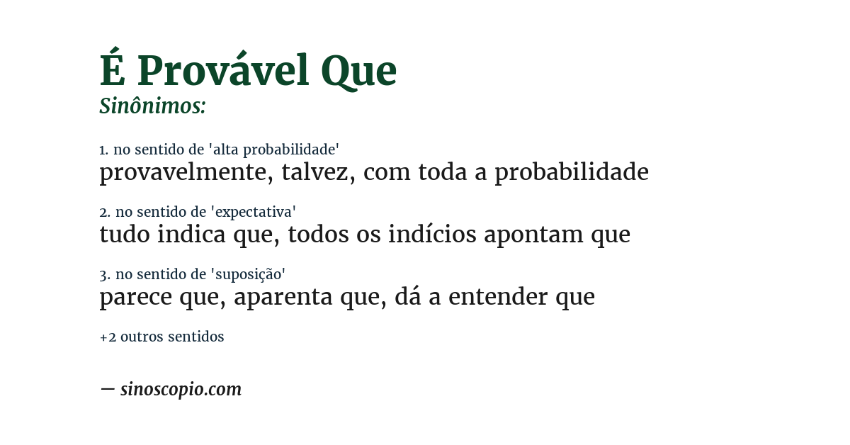 Sinônimo de é provável que