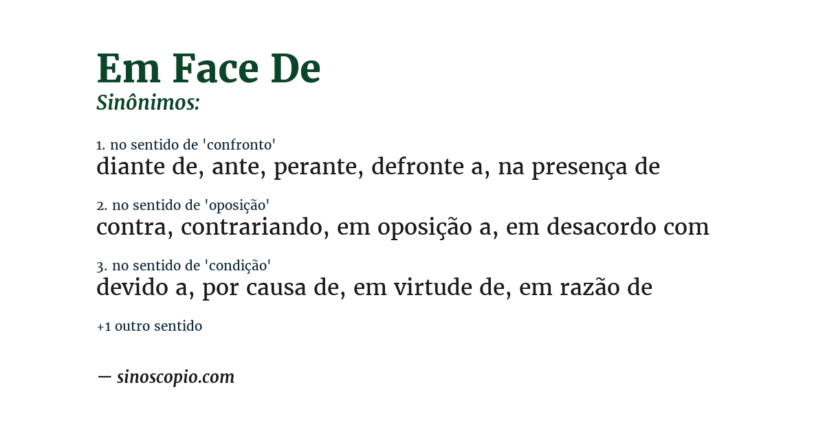 Sinônimo de em face de