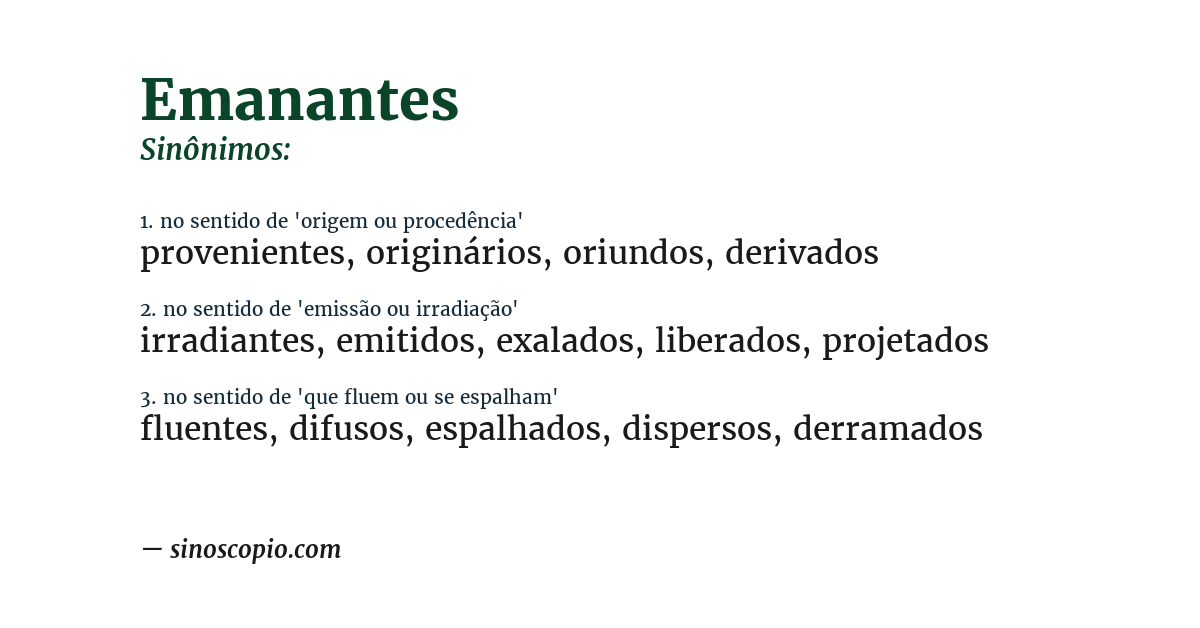 Sinônimo de emanantes