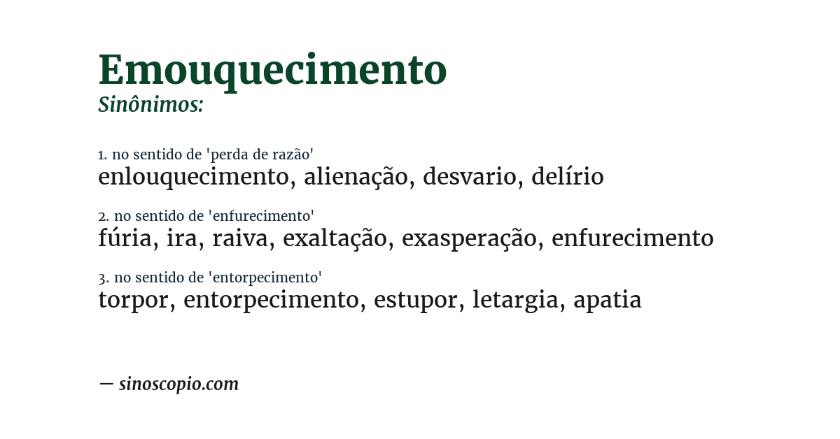 Sinônimo de emouquecimento