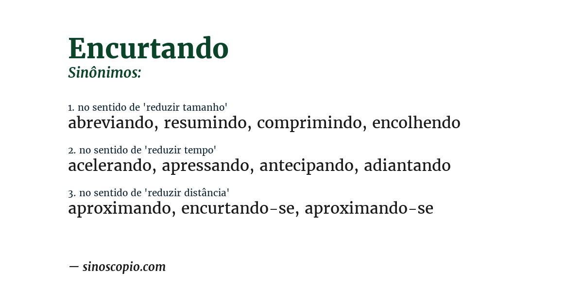 Sinônimo de encurtando