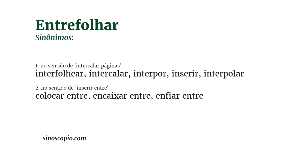 Sinônimo de entrefolhar