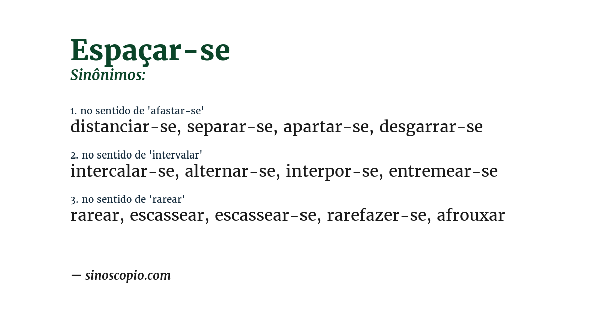 Sinônimo de espaçar-se