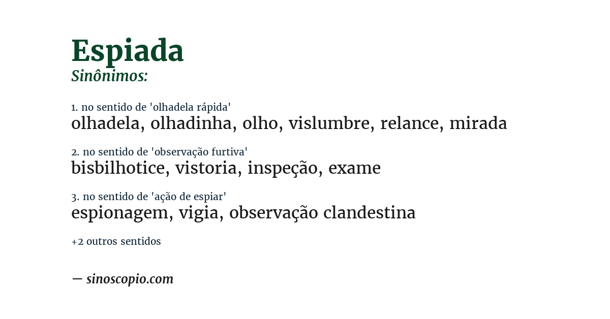 Sinônimo de espiada