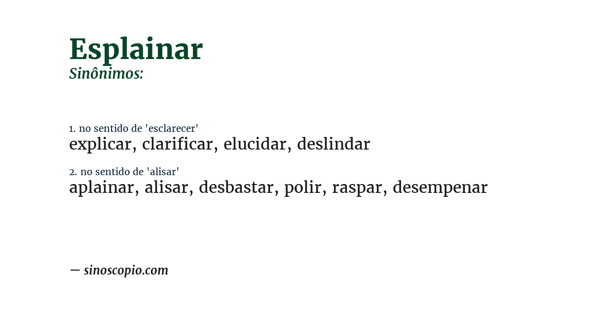 Sinônimo de esplainar