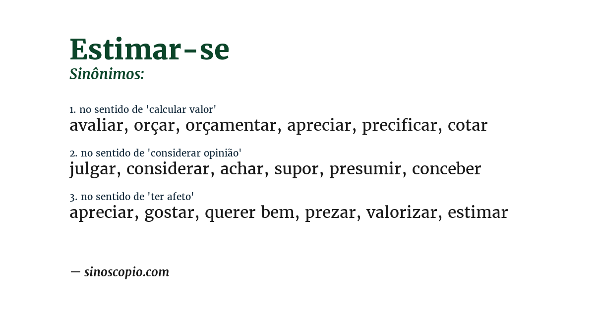 Sinônimo de estimar-se