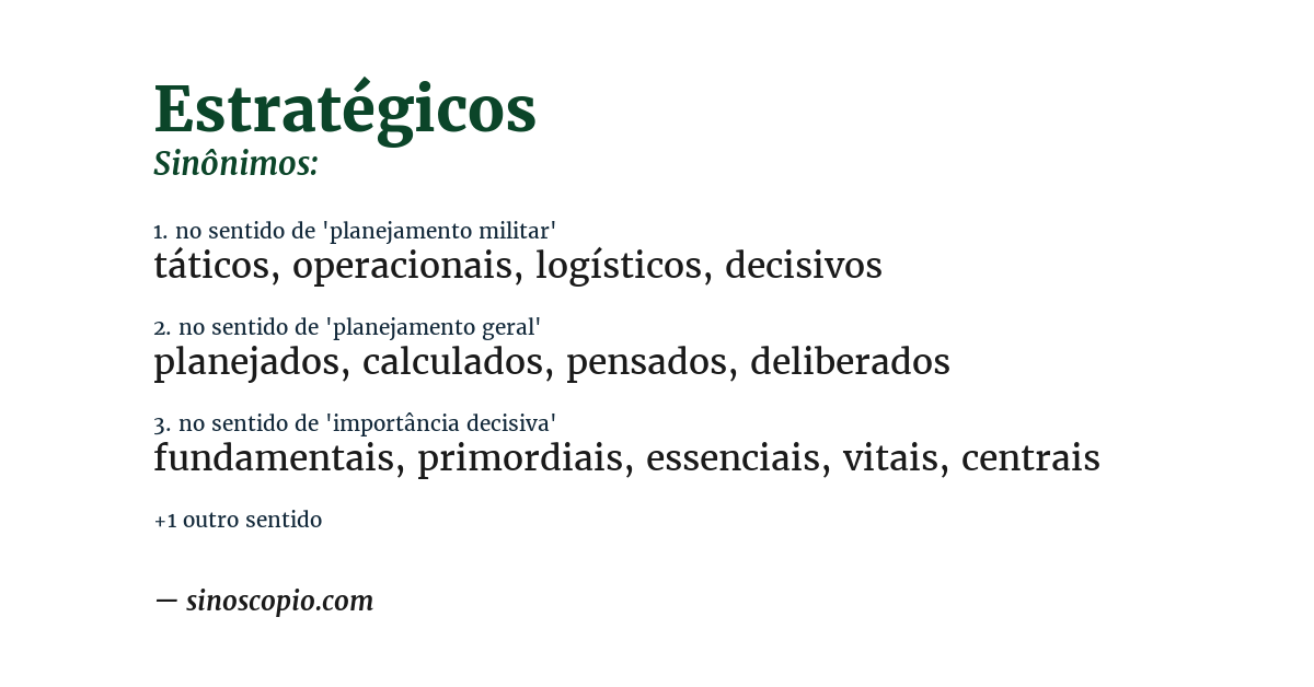 Sinônimo de estratégicos