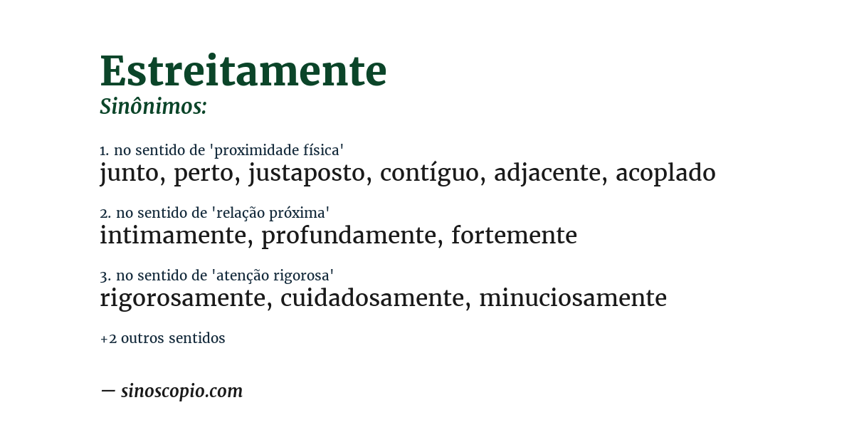 Sinônimo de estreitamente
