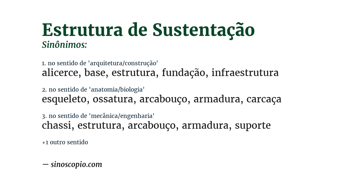Sinônimo de estrutura de sustentação