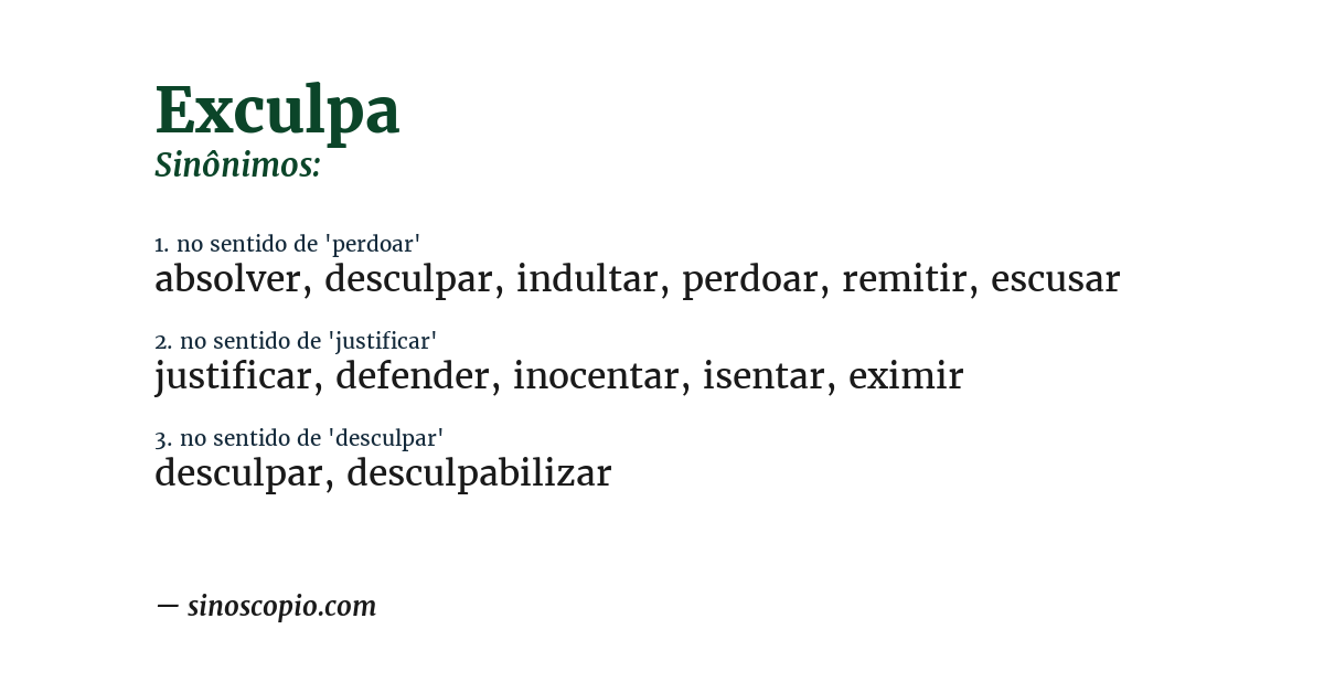 Sinônimo de exculpa