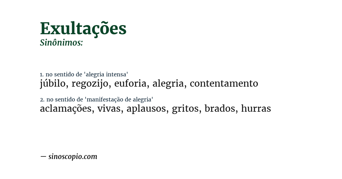 Sinônimo de exultações
