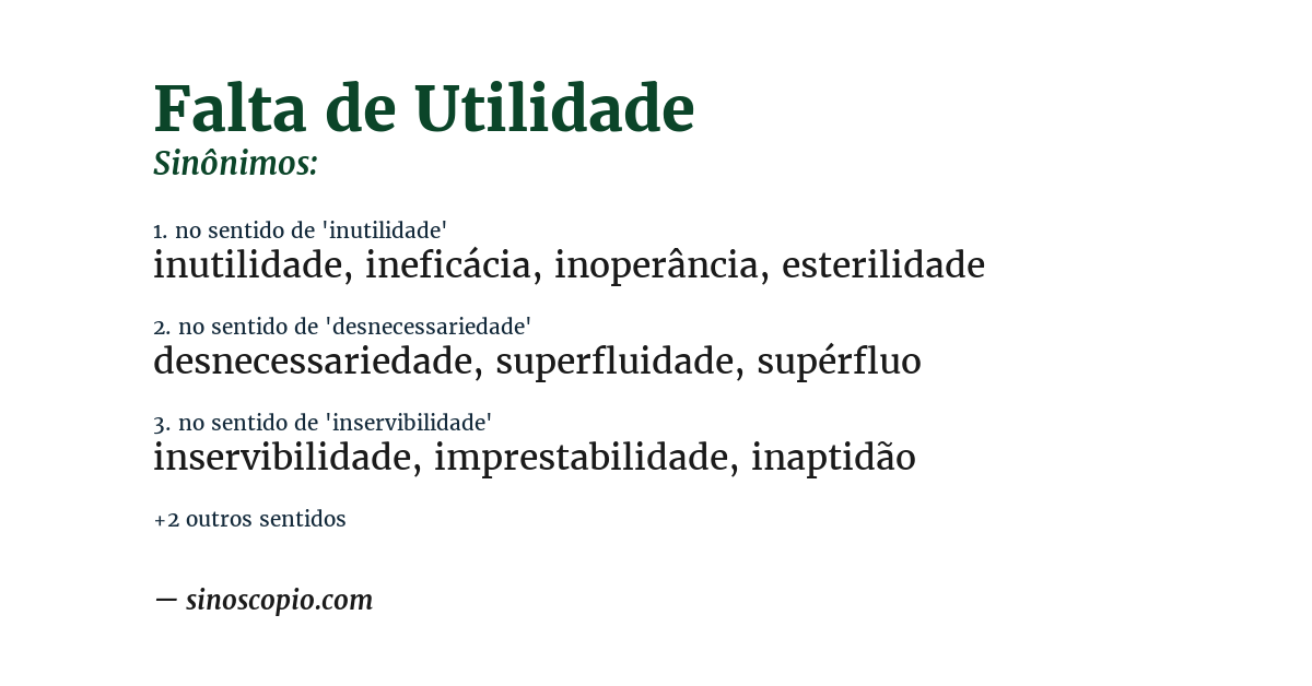 Sinônimo de falta de utilidade