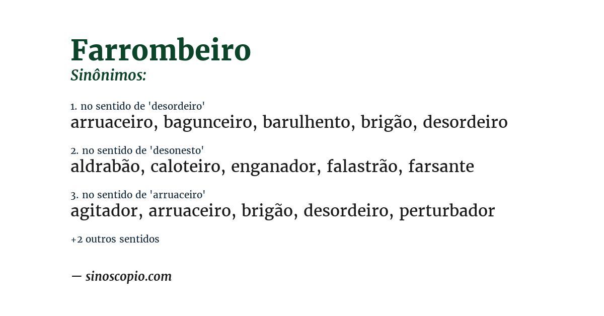 Sinônimo de farrombeiro