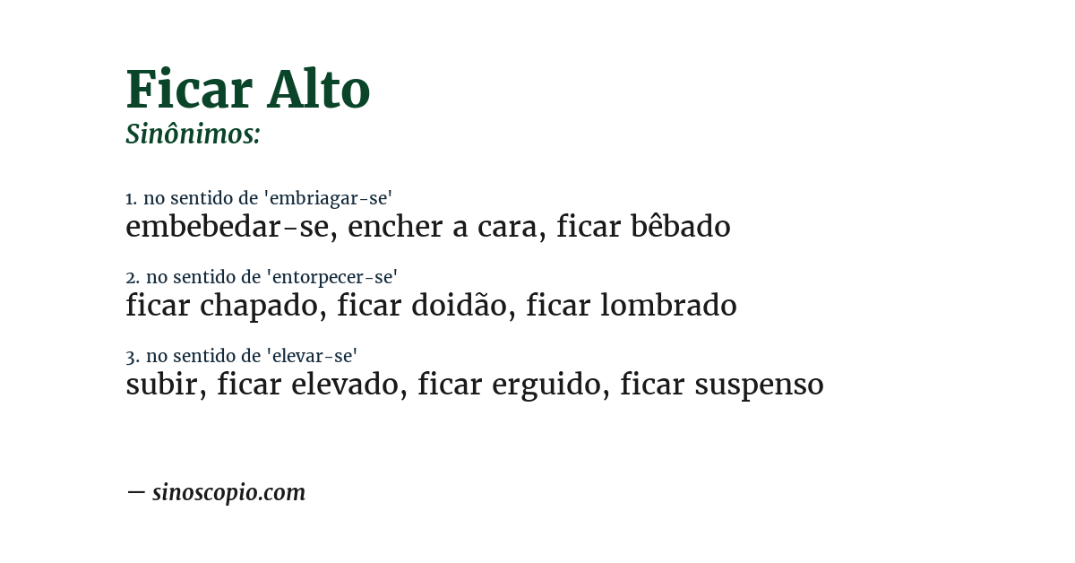 Sinônimo de ficar alto