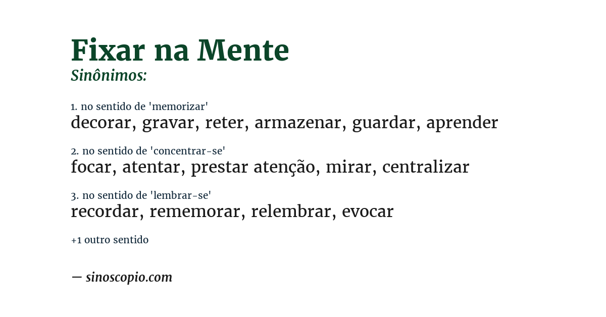Sinônimo de fixar na mente