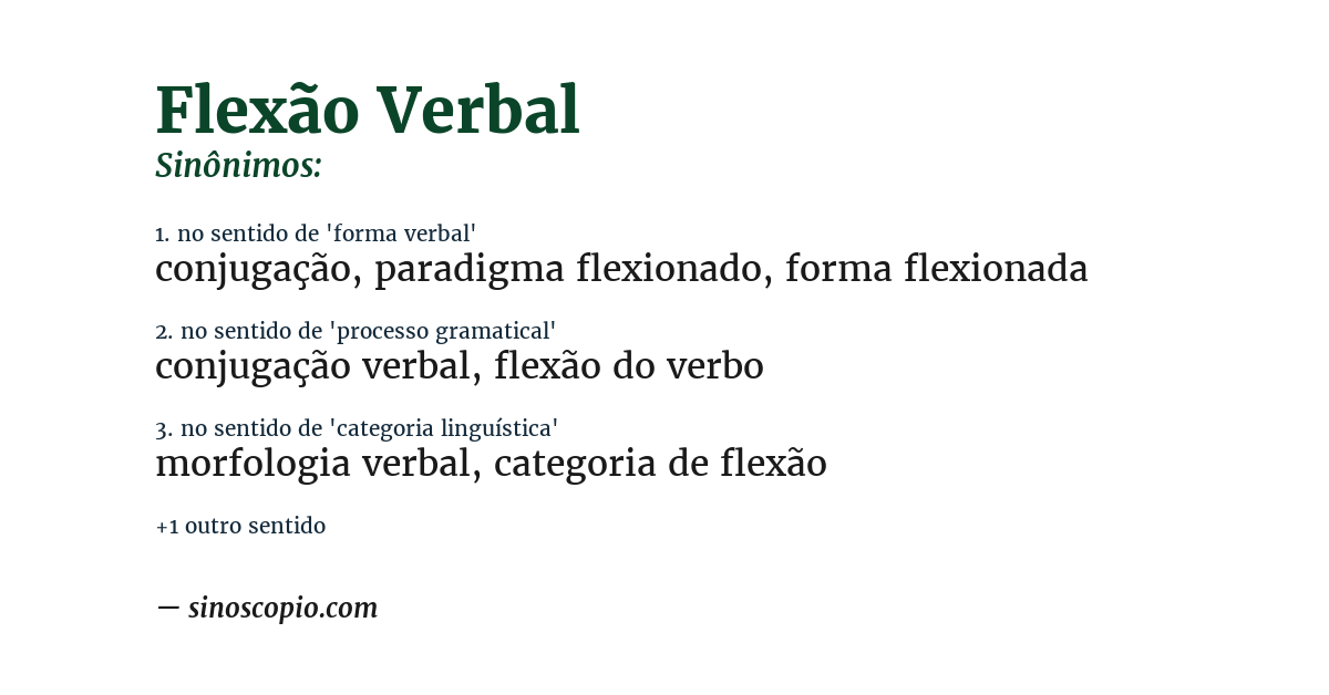 Sinônimo de flexão verbal