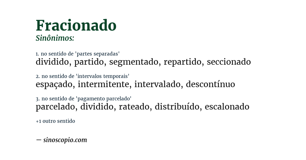 Sinônimo de fracionado