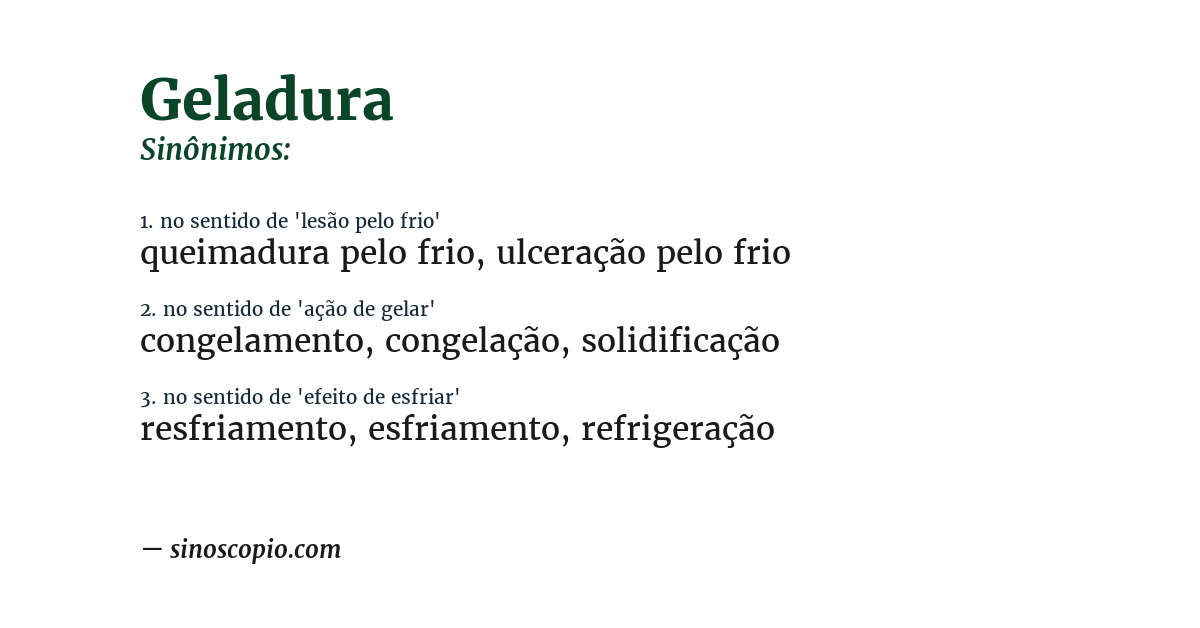 Sinônimo de geladura