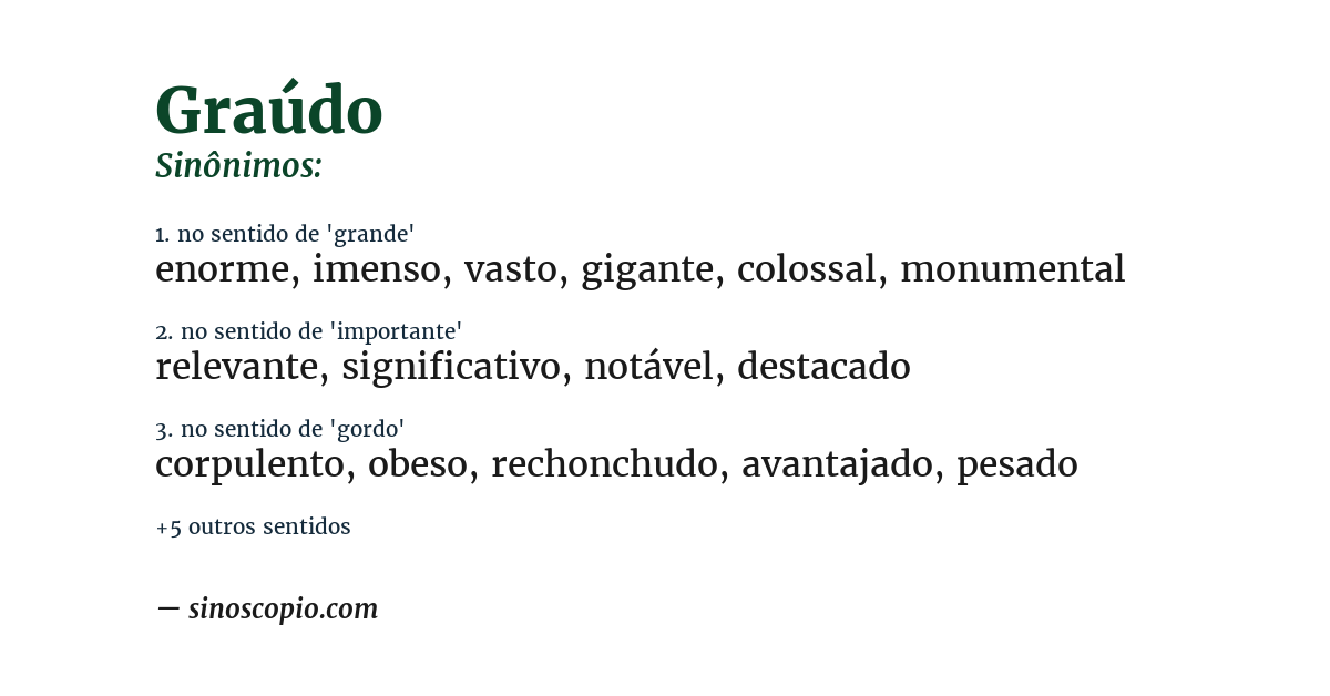 Sinônimo de graúdo
