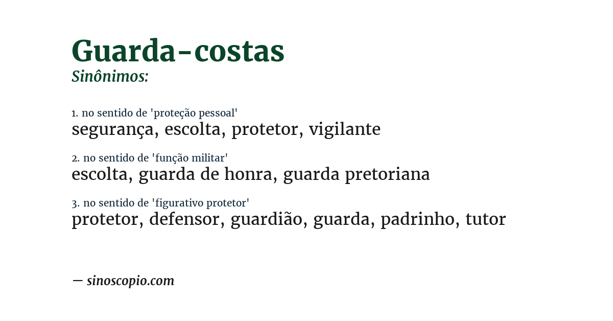 Sinônimo de guarda-costas