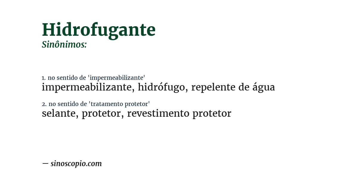 Sinônimo de hidrofugante