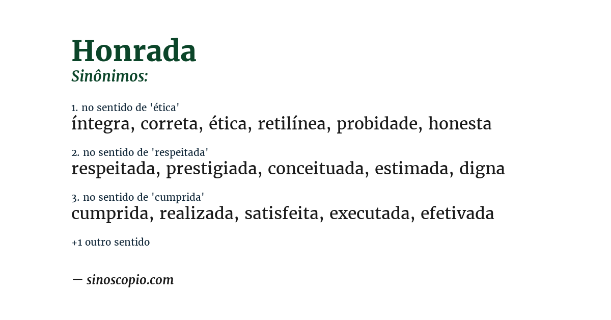 Sinônimo de honrada