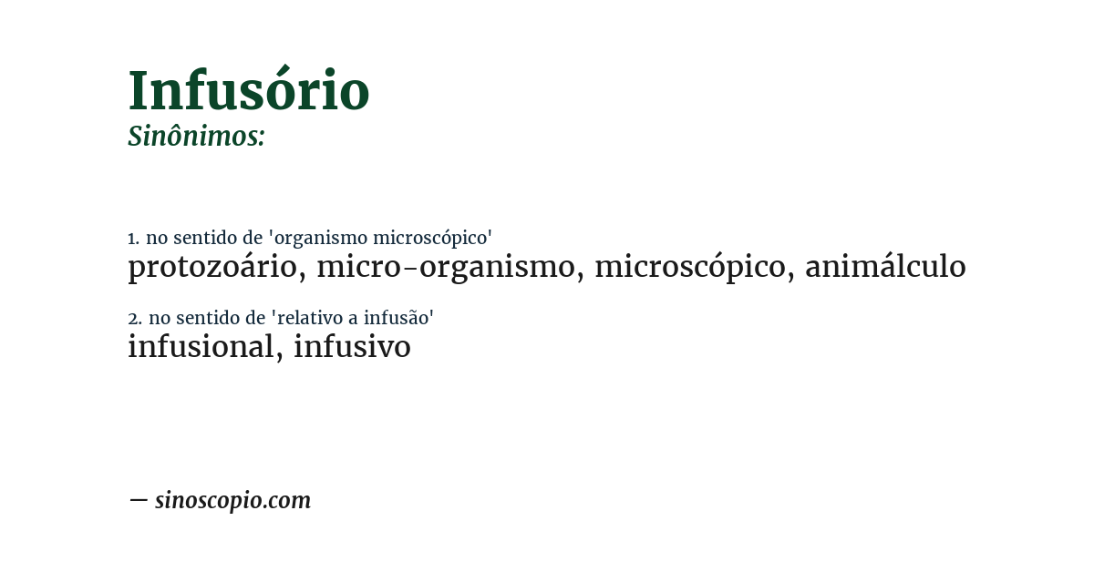 Sinônimo de infusório