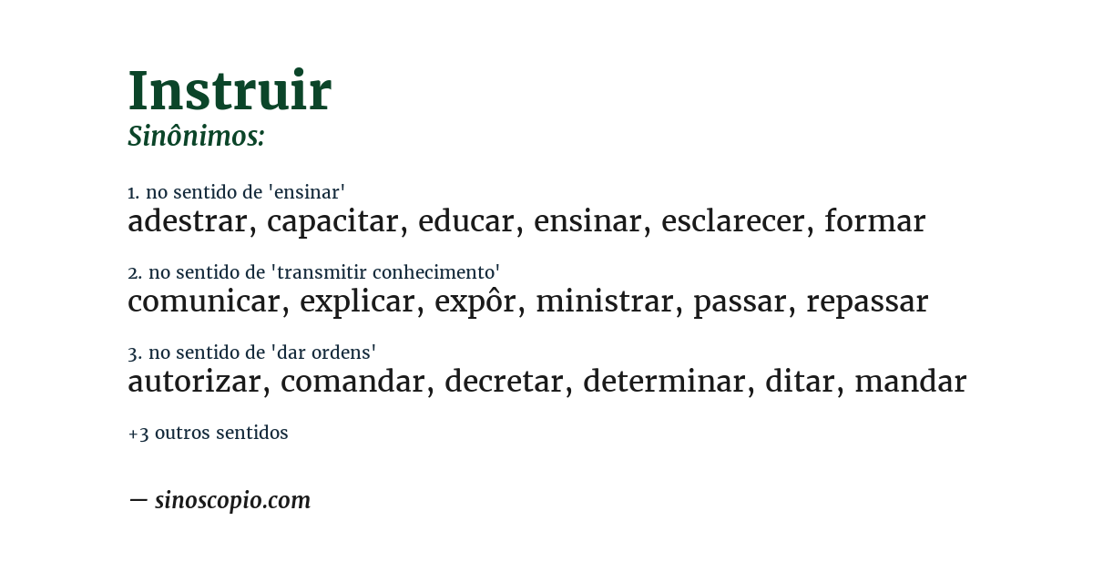 Sinônimo de instruir