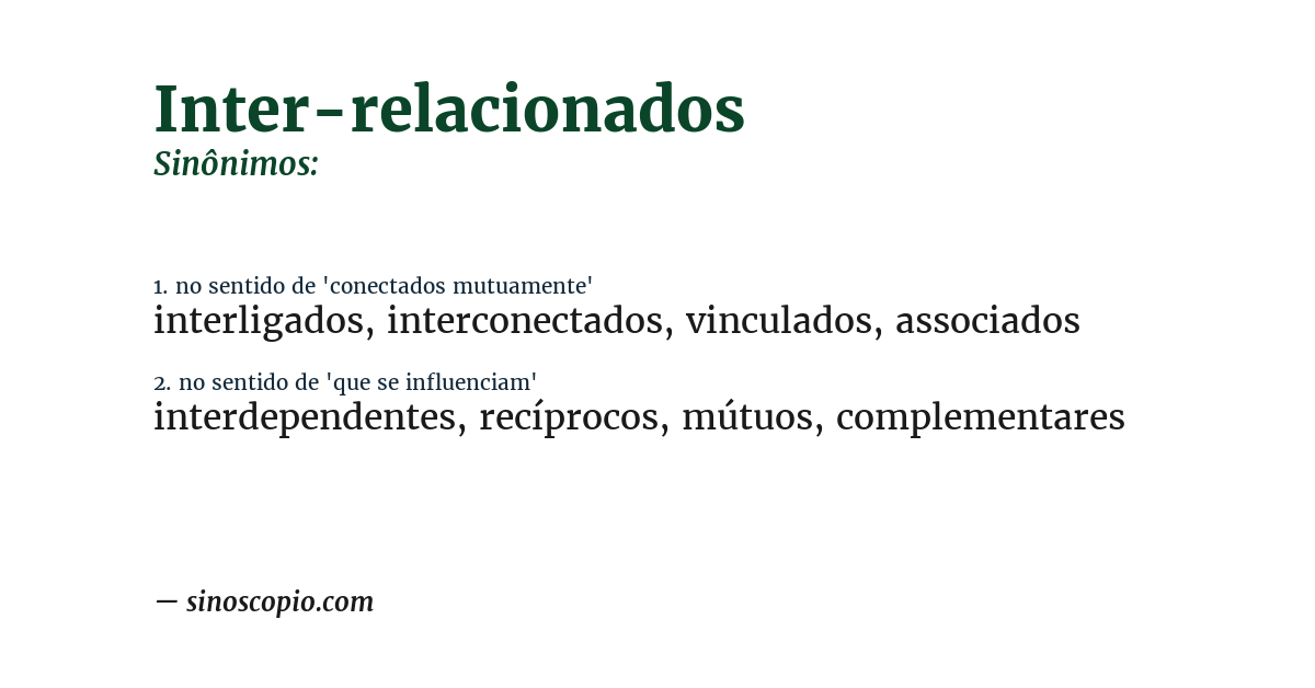 Sinônimo de inter-relacionados