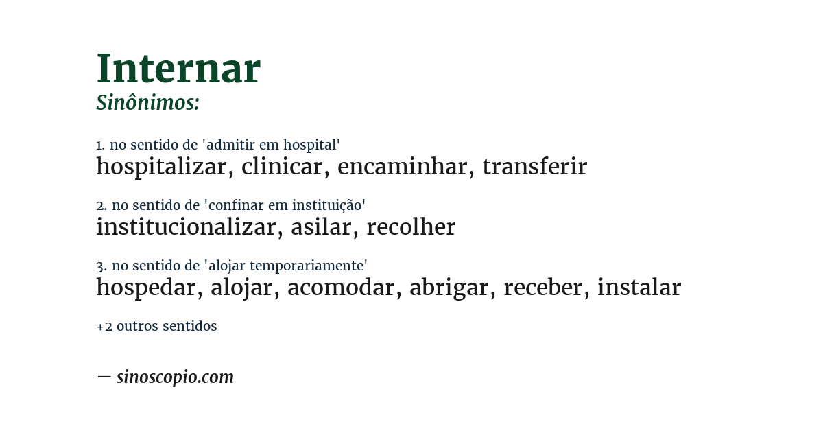 Sinônimo de internar