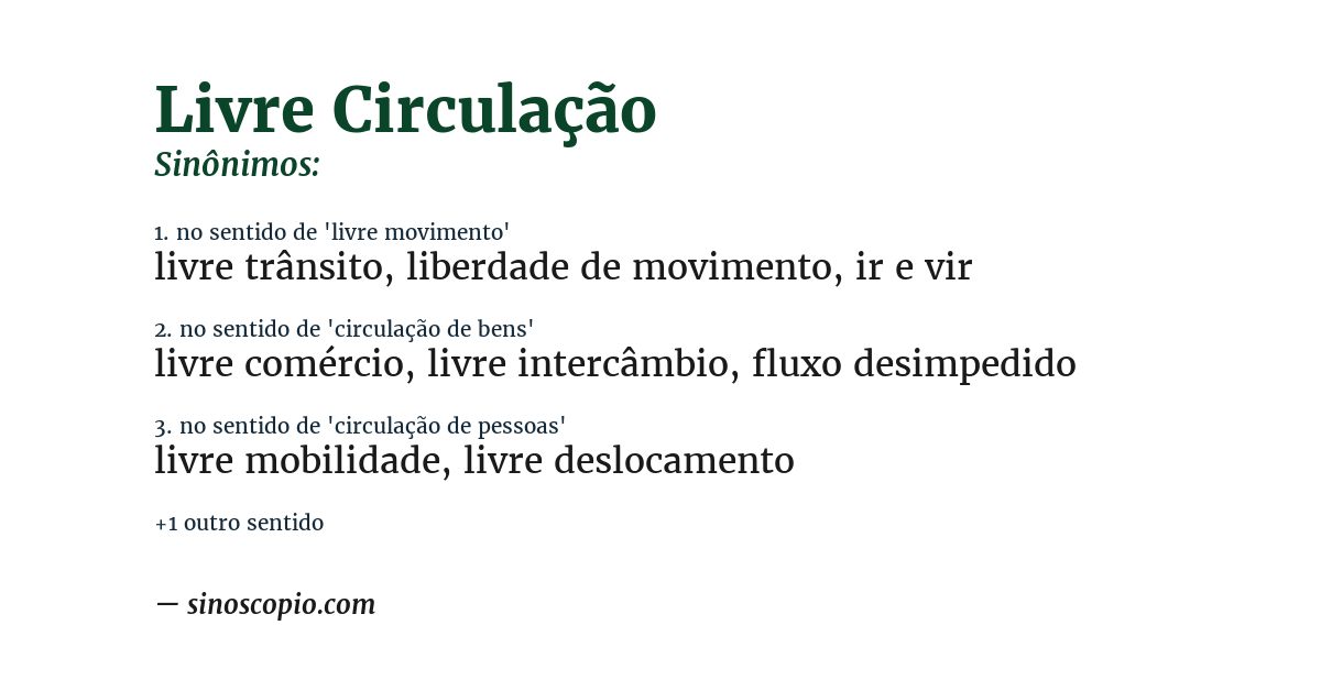 Sinônimo de livre circulação