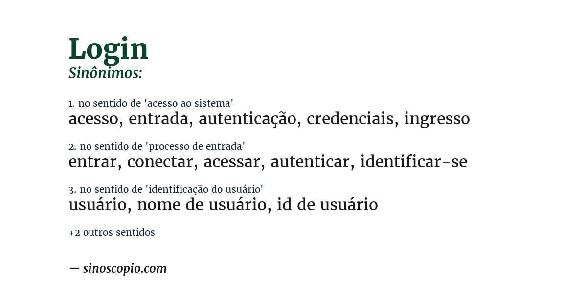 Sinônimo de login