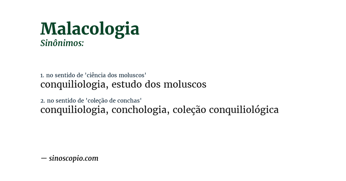 Sinônimo de malacologia