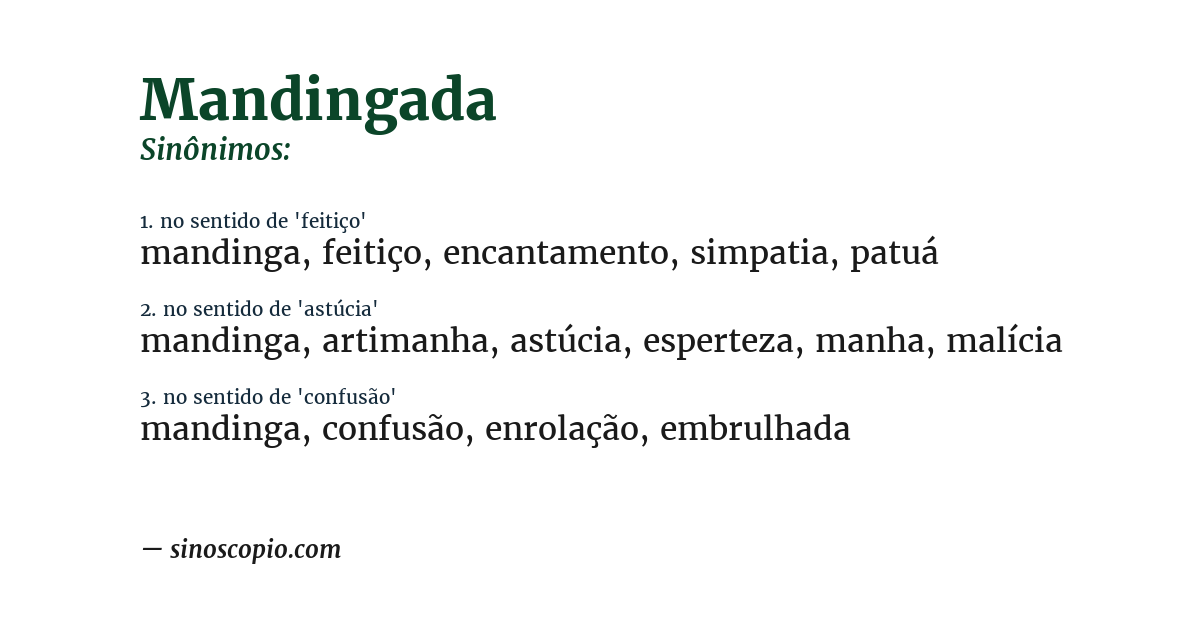 Sinônimo de mandingada