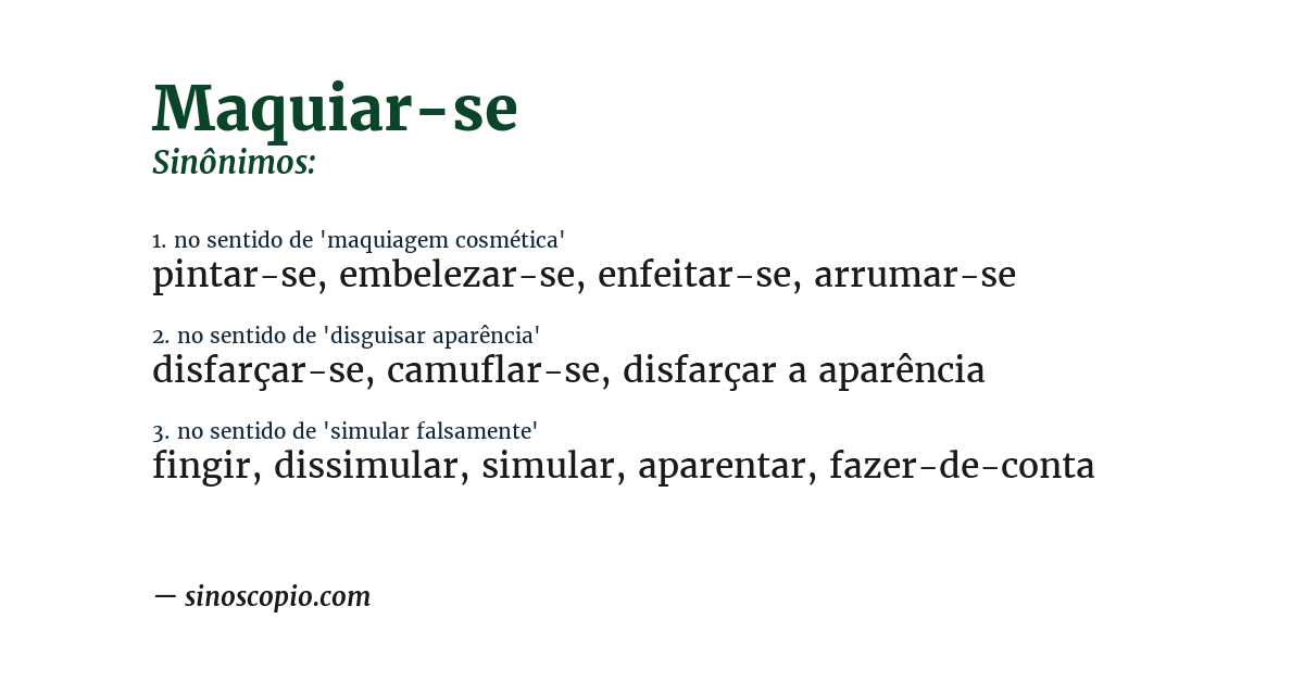 Sinônimo de maquiar-se