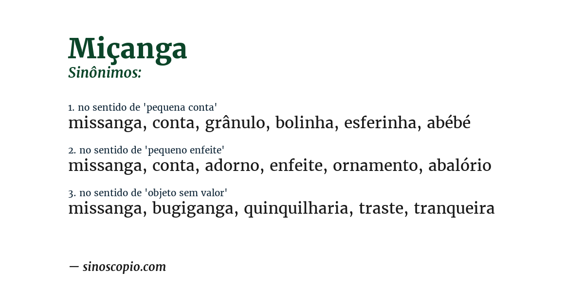 Sinônimo de miçanga