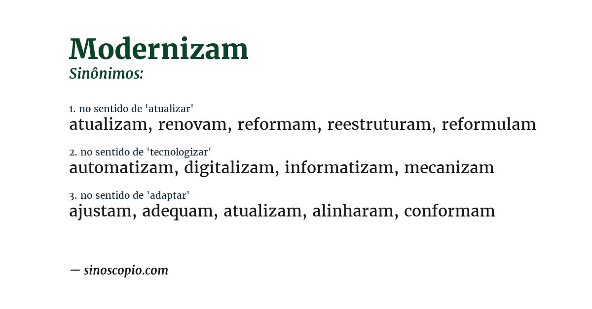 Sinônimo de modernizam