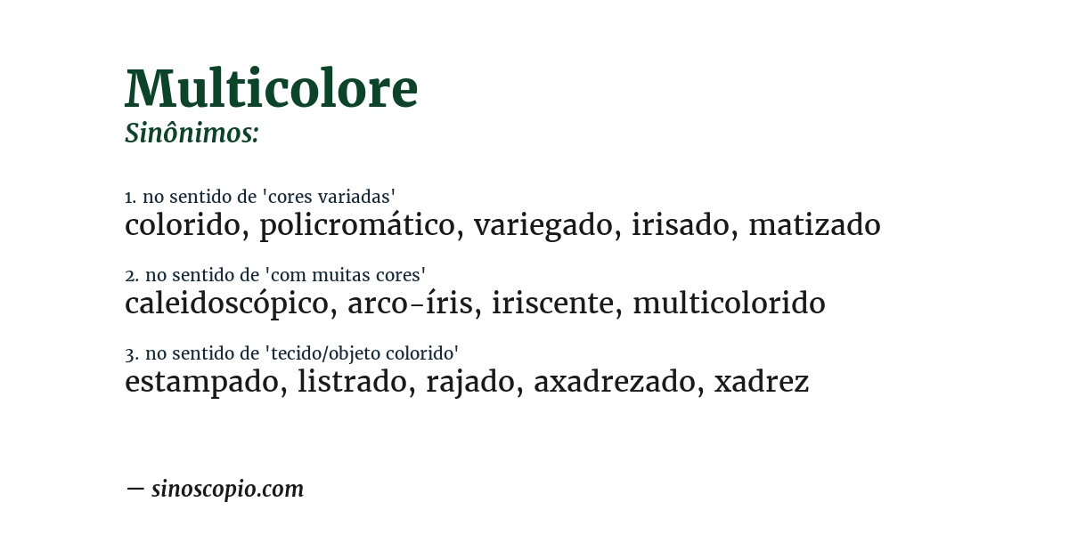 Sinônimo de multicolore