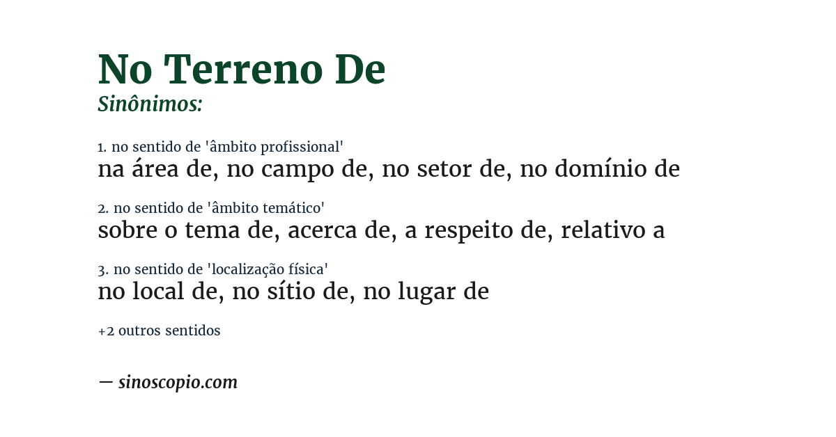 Sinônimo de no terreno de