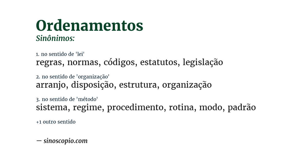 Sinônimo de ordenamentos