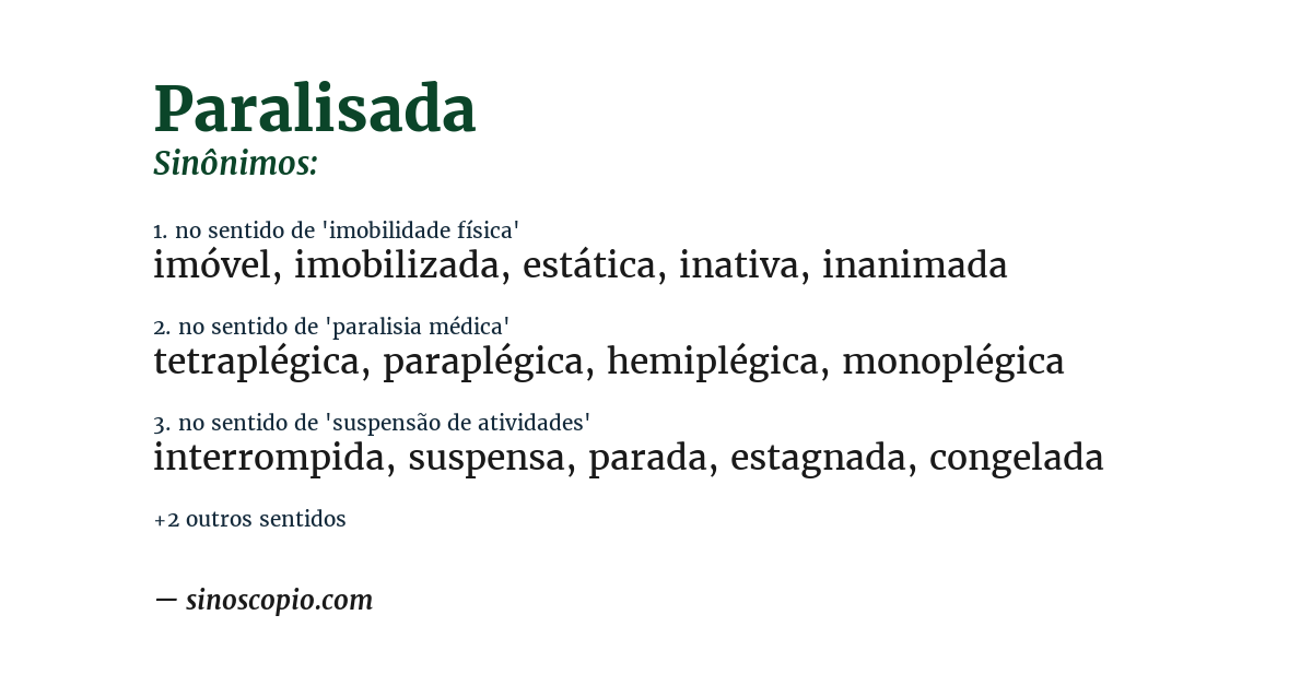 Sinônimo de paralisada