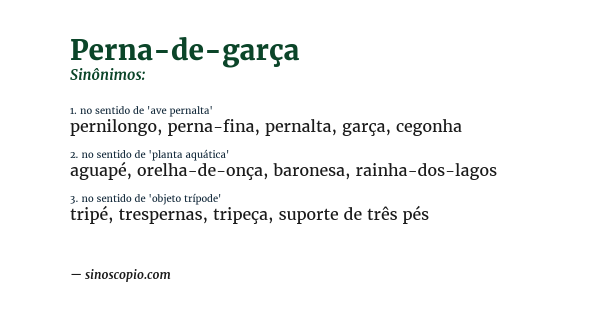 Sinônimo de perna-de-garça
