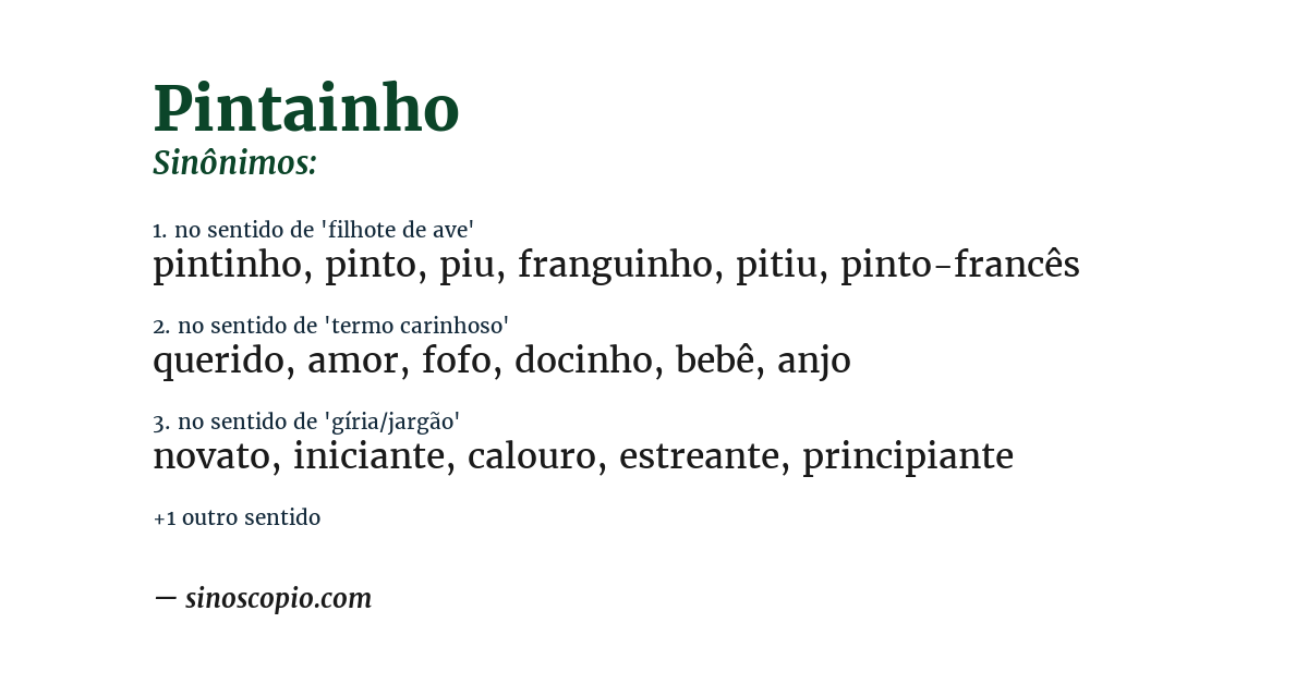 Sinônimo de pintainho